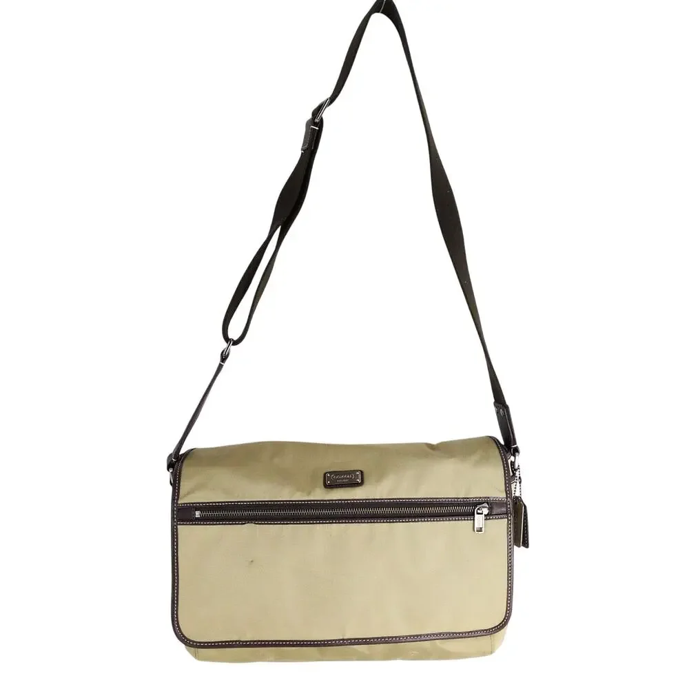 Coach Tan Nylon Messenger Bag‎ F70355 Brown Leather Trim Crossbody 2012 Unisex